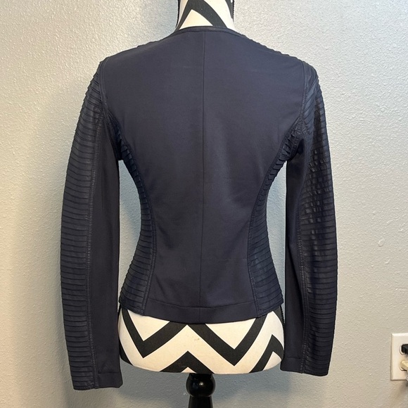 Vintage 100% Genuine Leather Asymmetrical Contrast Paneling Sz S Moto Jacket - Picture 9 of 14